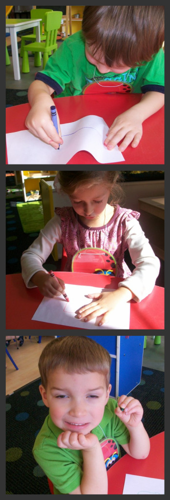 Practicing the perfect pinch for holding a crayon