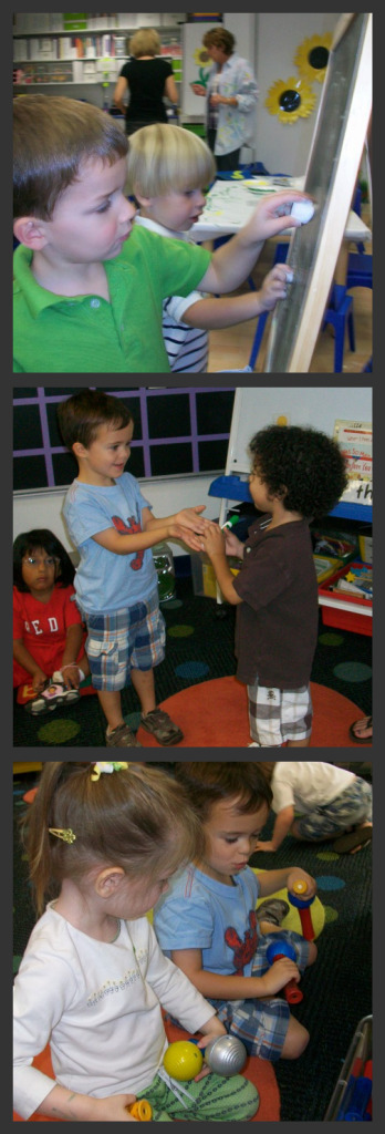 Practicing sharing with our friends