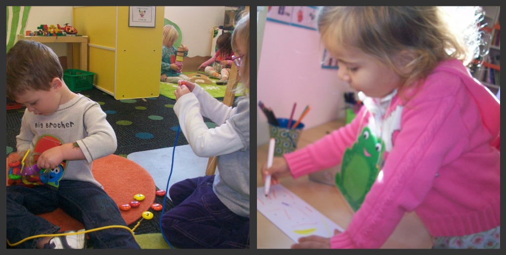 Working on our letters in the writing and literacy centers